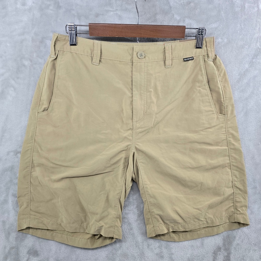 Simms Fishing‎ Shorts Mens 32 Tan Khaki Performance Utility Cargo Shorts